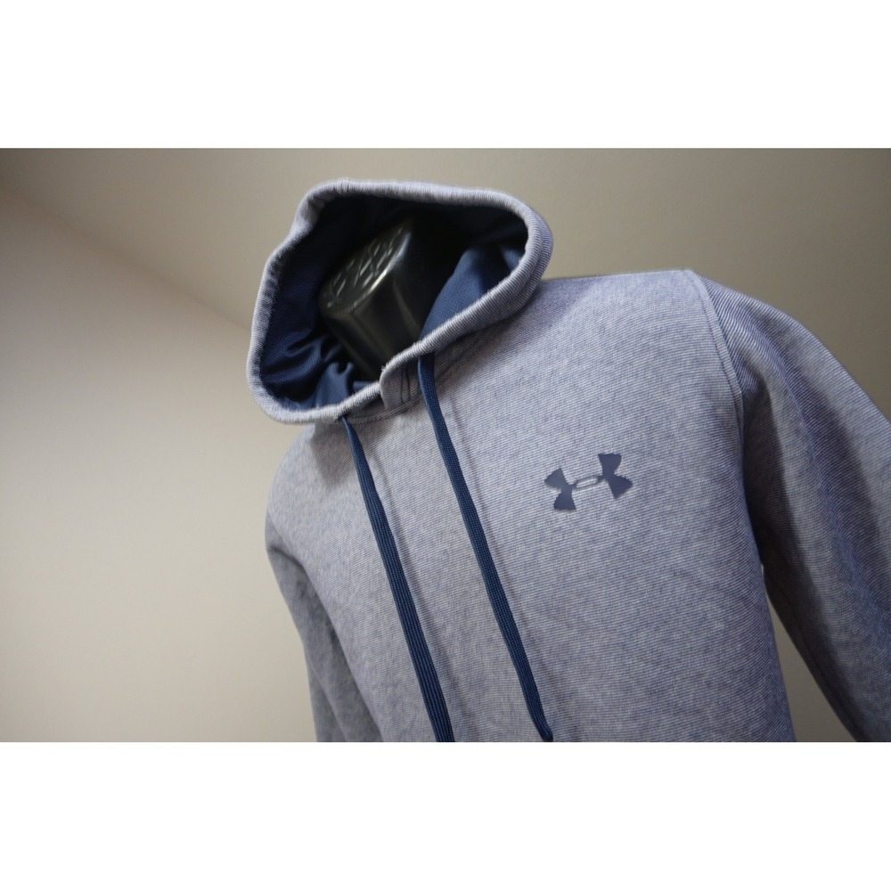 Under Armour ColdGear Hoodie Fitted Mens Medium Blue Excellent Micro Stripe